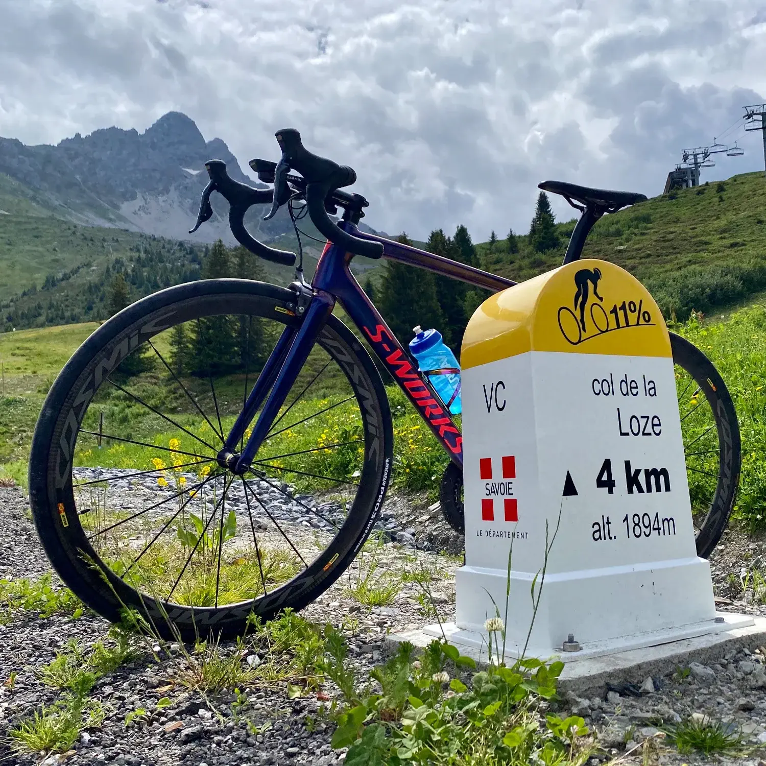 4km marker on the Col de la Loze, Epic Climbs French Alps