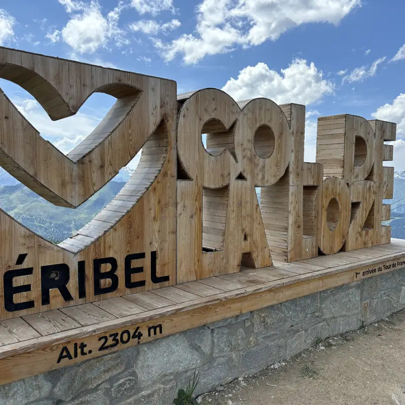 The summit sign on top of the Col de la Loze, epic climbs french alps