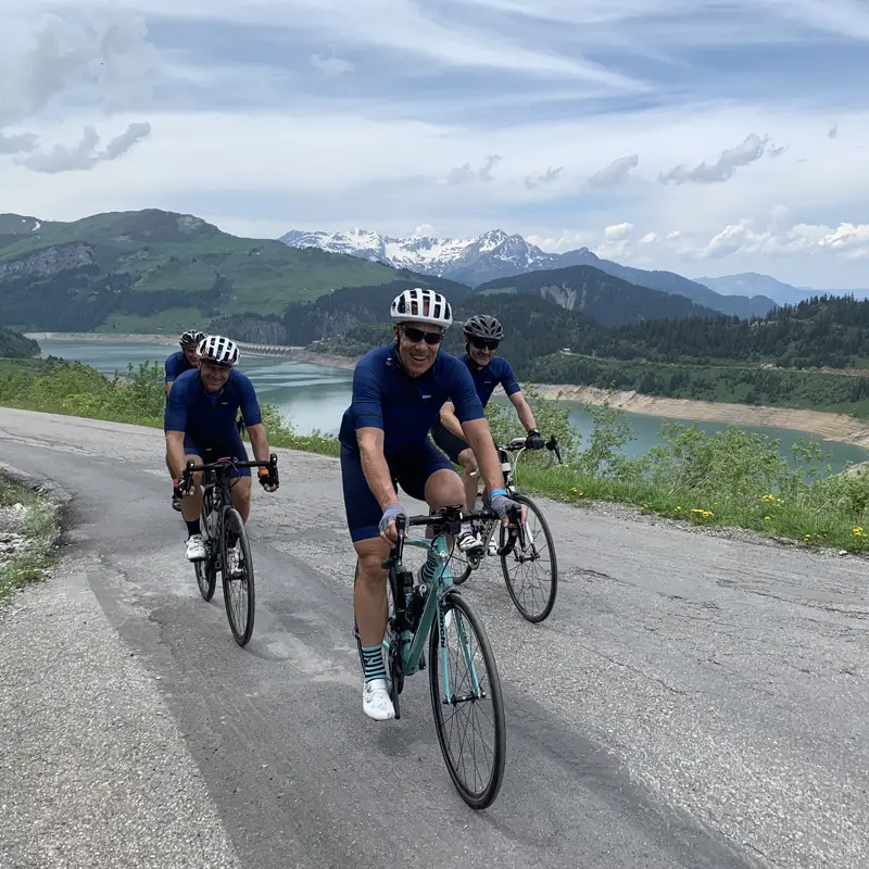 Riders on the Cormet de Roselend, epic climbs french alps