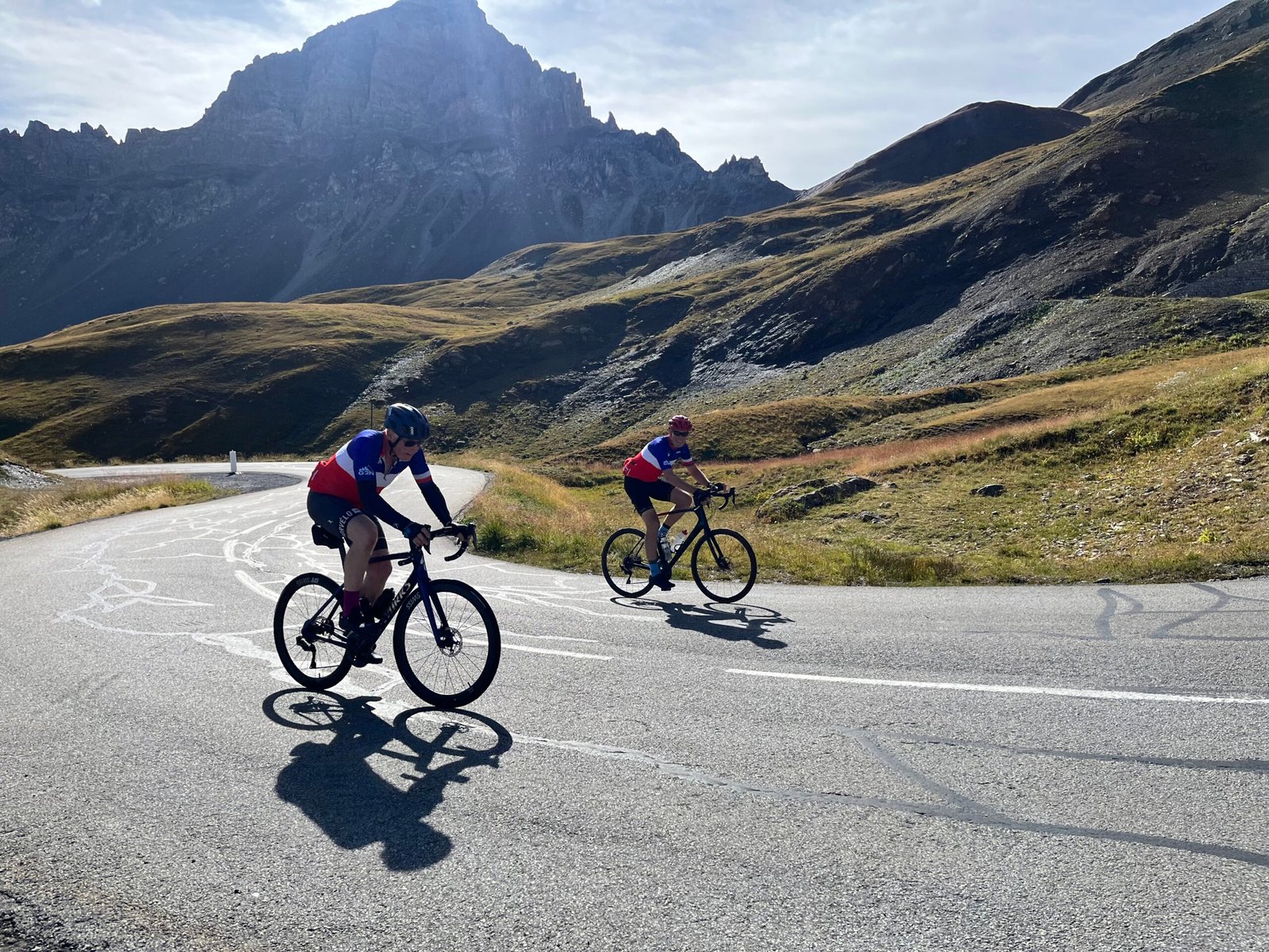 Riders climbing the Col du Galibier